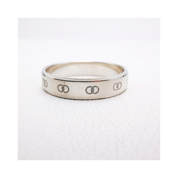 Alliance "Print Anneaux" 4 mm Or Blanc 750 - 18 carats