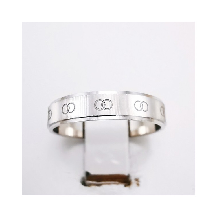 Alliance "Print Anneaux" 4 mm Or Blanc 750 - 18 carats