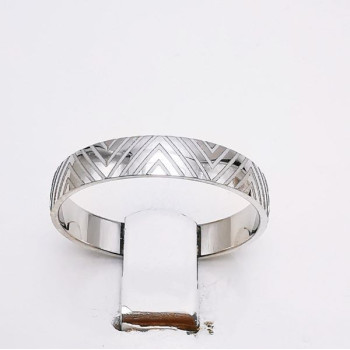 Alliance "Print Graphique" 4 mm Or Blanc 750 - 18 carats