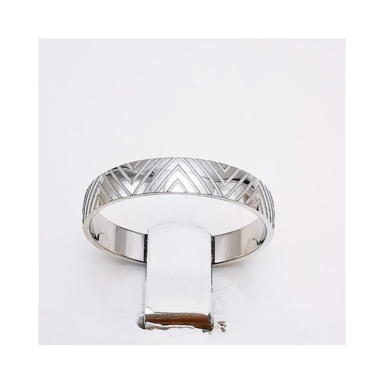 Alliance "Print Graphique" 4 mm Or Blanc 750 - 18 carats