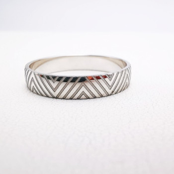 Alliance "Print Graphique" 4 mm Or Blanc 750 - 18 carats