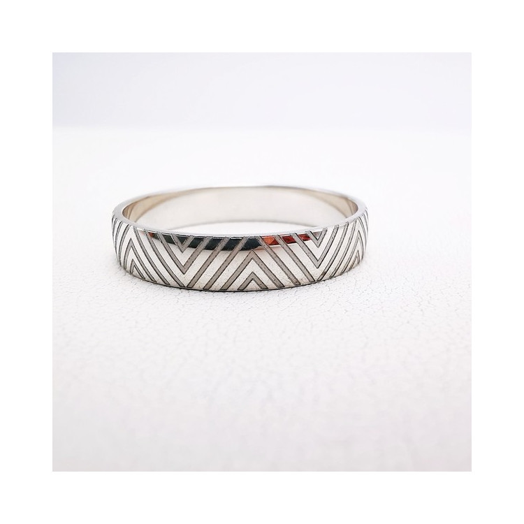 Alliance "Print Graphique" 4 mm Or Blanc 750 - 18 carats