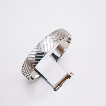 Alliance "Print Graphique" 4 mm Or Blanc 750 - 18 carats