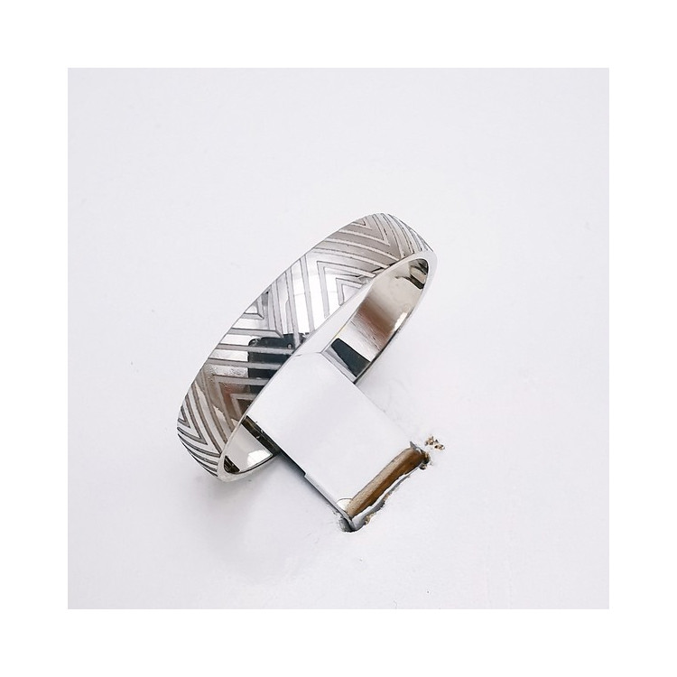 Alliance "Print Graphique" 4 mm Or Blanc 750 - 18 carats