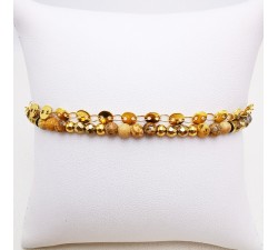 Bracelet double perles et maille acier
