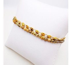 Bracelet double perles et maille acier