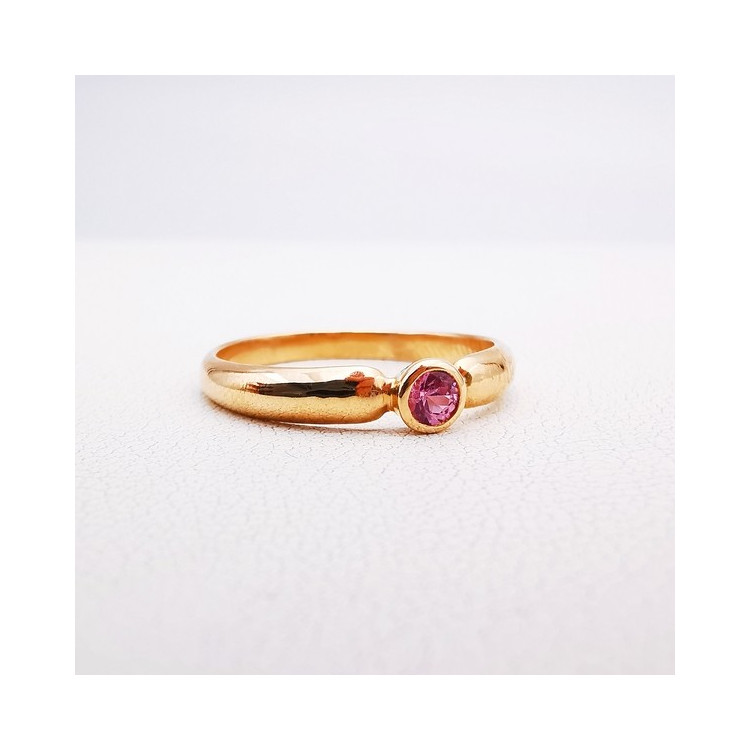 Bague "Emotion" Saphir Rose Or Rose 750 - 18 carats