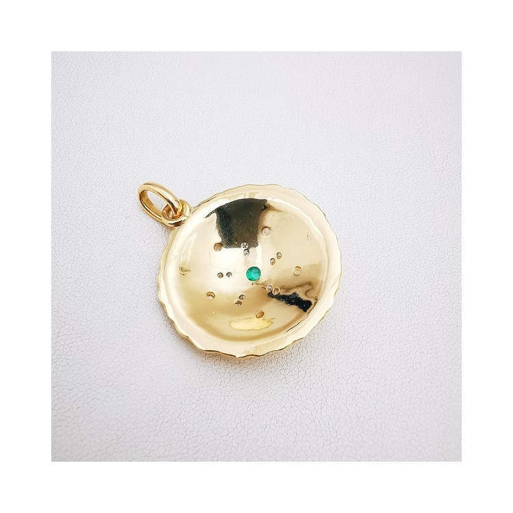 Pendentif Emeraude Diamants Or Jaune 750 - 18 carats (Bijou d'occasion)