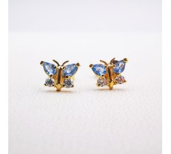 Boucles d'Oreilles Papillon Oxyde de Zirconium Or Jaune 750 - 18 carats