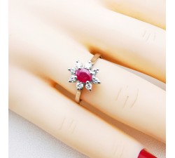 Bague "Little Lady" Rubis Diamants Or Blanc 750 - 18 carats