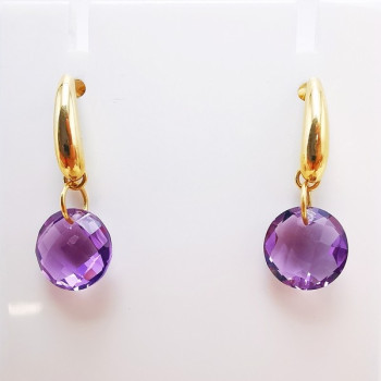Boucles d'Oreilles pendantes Améthyste Or Jaune 750 - 18 carats