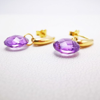 Boucles d'Oreilles pendantes Améthyste Or Jaune 750 - 18 carats