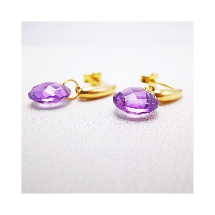 Boucles d'Oreilles pendantes Améthyste Or Jaune 750 - 18 carats