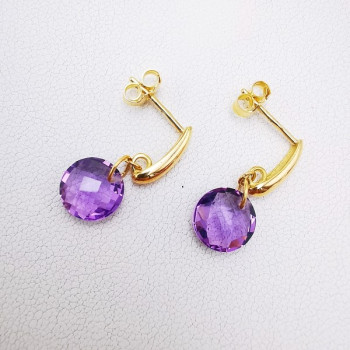 Boucles d'Oreilles pendantes Améthyste Or Jaune 750 - 18 carats