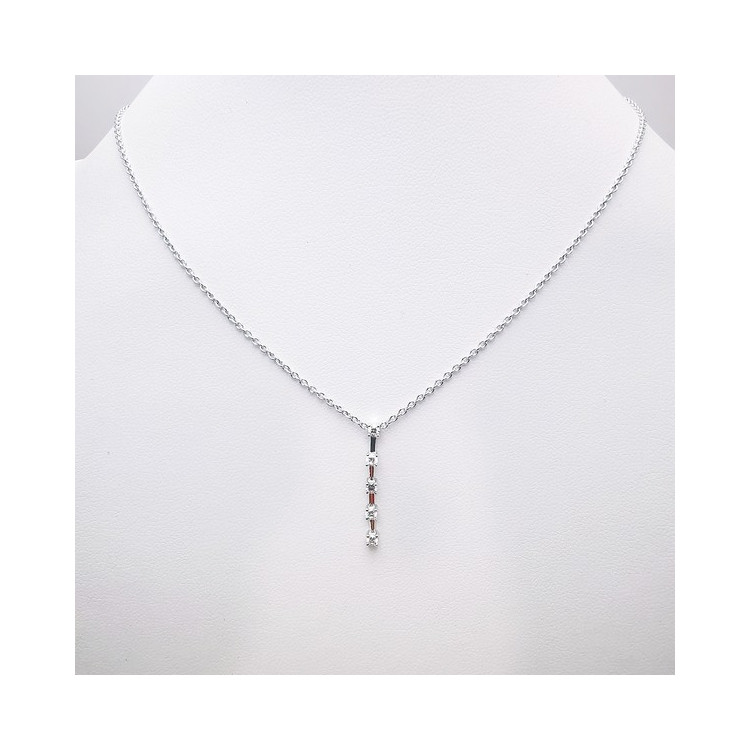 Collier Pendentif Diamants Or Blanc  750 - 18 carats