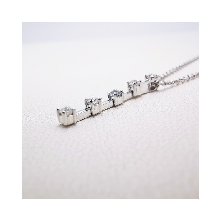 Collier Pendentif Diamants Or Blanc  750 - 18 carats