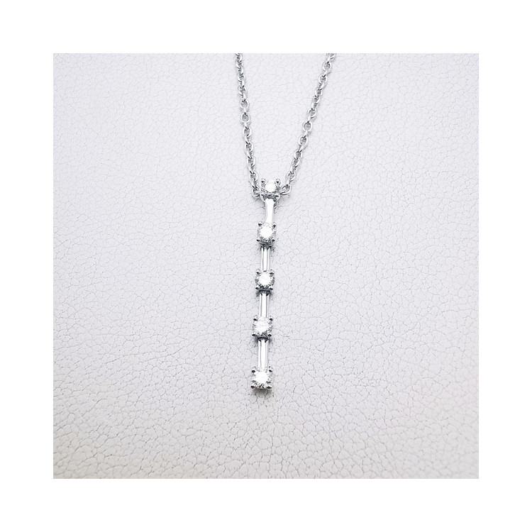 Collier Pendentif Diamants Or Blanc  750 - 18 carats