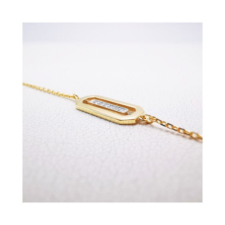 Bracelet Tennis Diamant Champagne – 6.1 Carats, Or Jaune 18K Sur Argent 925, S-LINK