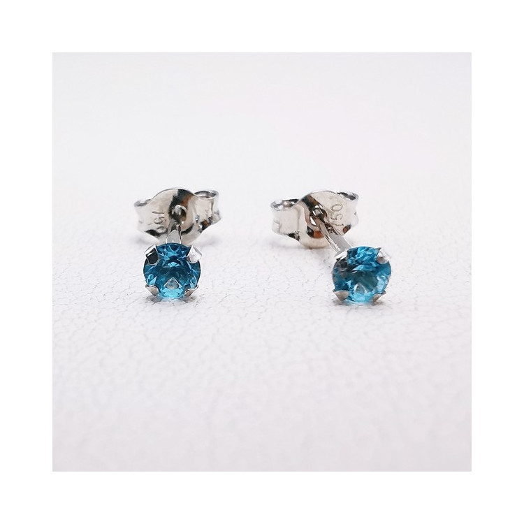 Boucles d'Oreilles Puces Topaze Or Blanc 750 - 18 carats