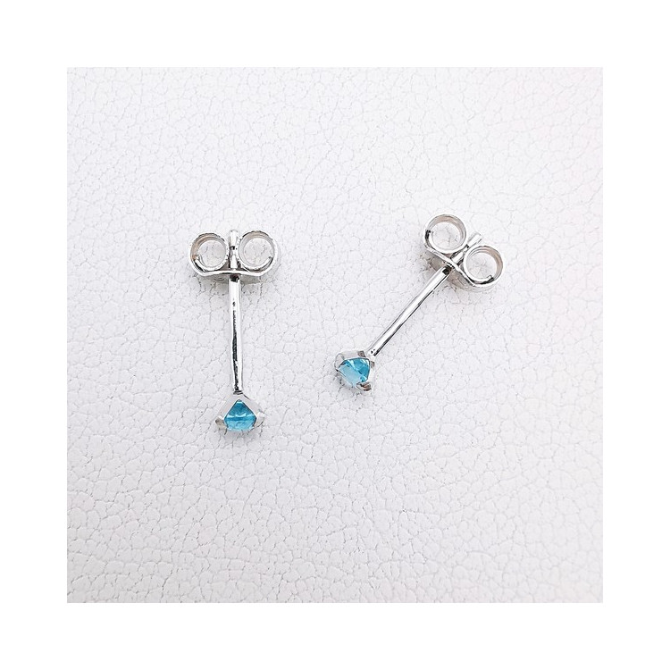 Boucles d'Oreilles Puces Topaze Or Blanc 750 - 18 carats