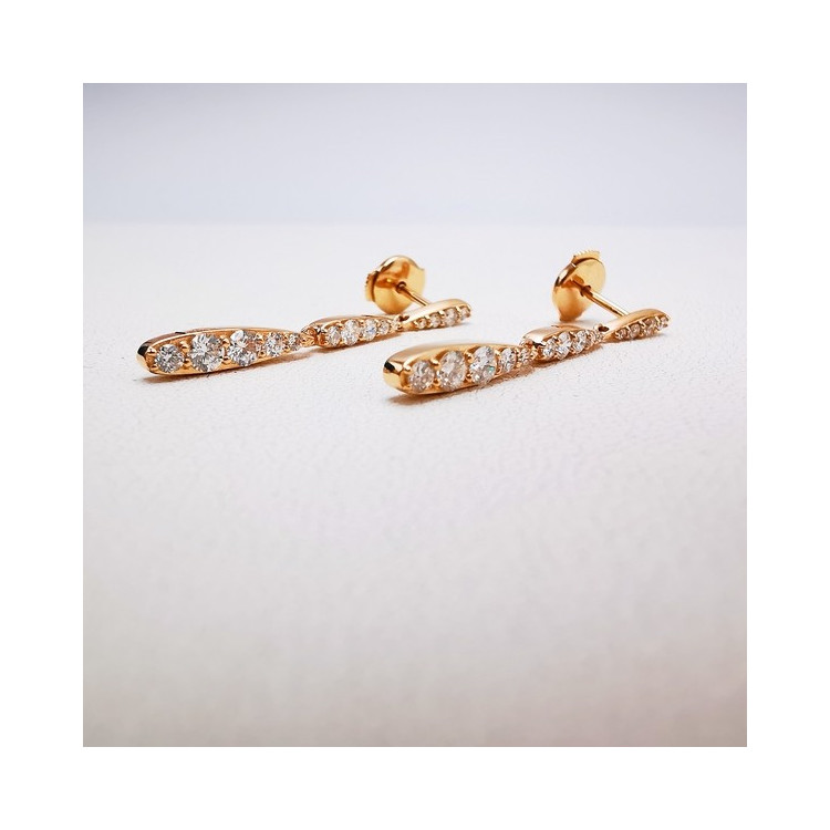 Boucles d'oreilles Diamants Ligne Vendôme Or Rose 750 - 18 carats