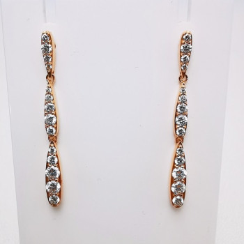 Boucles d'oreilles Diamants Ligne Vendôme Or Rose 750 - 18 carats