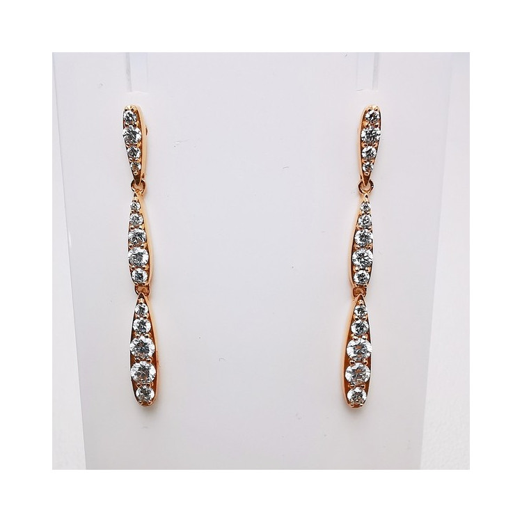 Boucles d'oreilles Diamants Ligne Vendôme Or Rose 750 - 18 carats