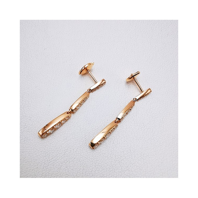 Boucles d'oreilles Diamants Ligne Vendôme Or Rose 750 - 18 carats