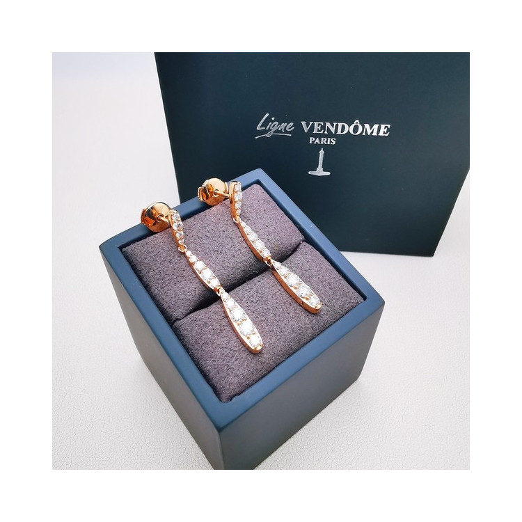 Boucles d'oreilles Diamants Ligne Vendôme Or Rose 750 - 18 carats
