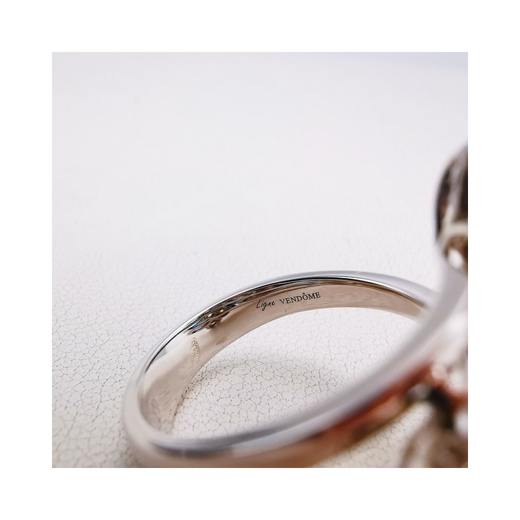 Bague Fleurs Trio Multicolore Saphirs Diamants Ligne Vendôme Or blanc 750 - 18 carats