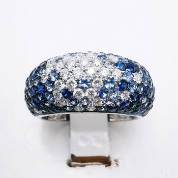 Bague "Grace" Saphirs Diamants Ligne Vendôme Or Blanc 750 - 18 carats