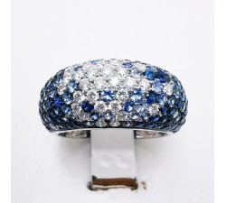 Bague "Grace" Saphirs Diamants Ligne Vendôme Or Blanc 750 - 18 carats