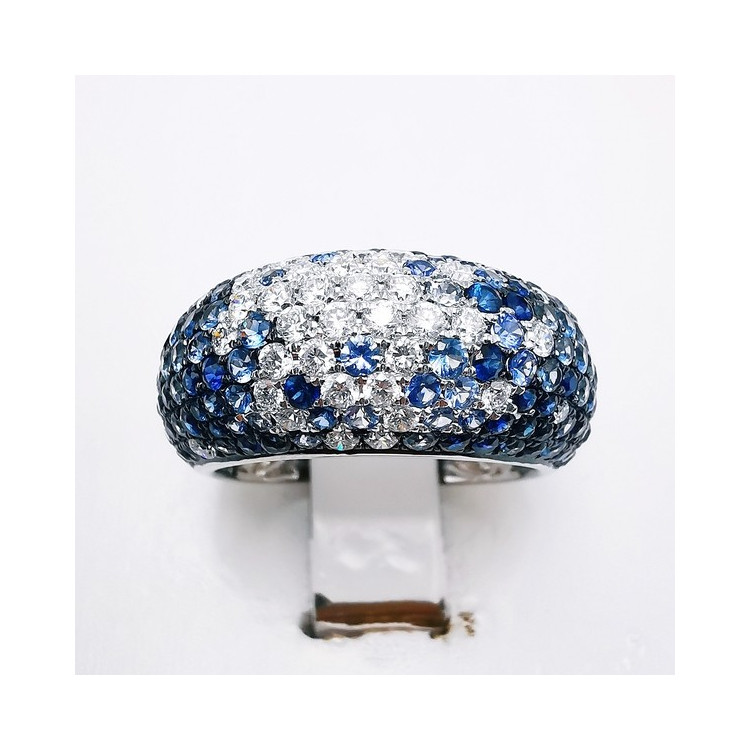 Bague "Grace" Saphirs Diamants Ligne Vendôme Or Blanc 750 - 18 carats