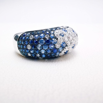 Bague "Grace" Saphirs Diamants Ligne Vendôme Or Blanc 750 - 18 carats