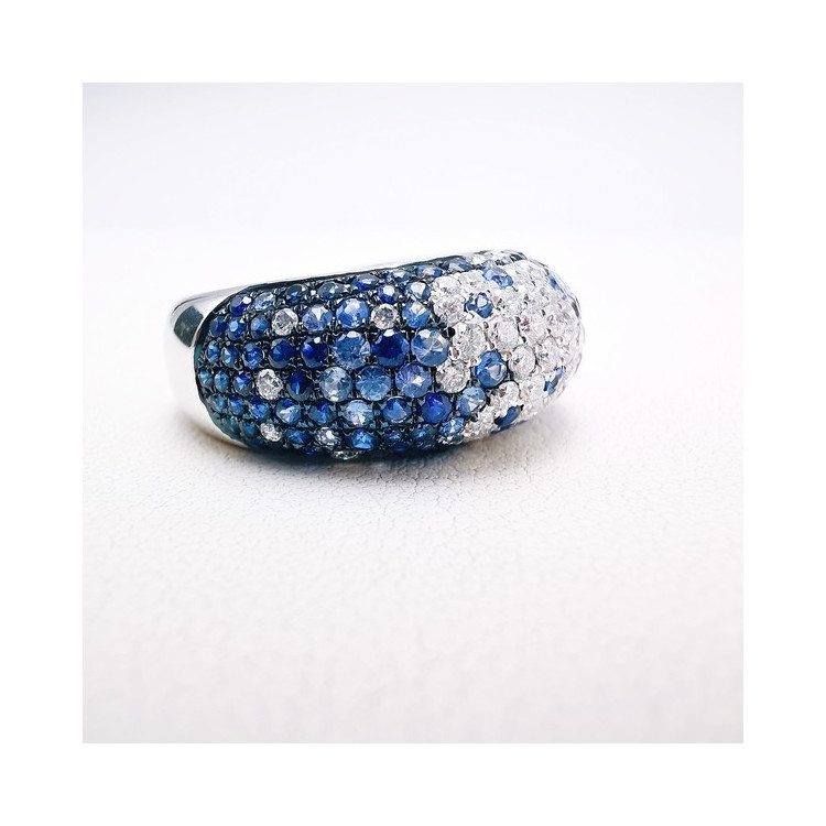 Bague "Grace" Saphirs Diamants Ligne Vendôme Or Blanc 750 - 18 carats