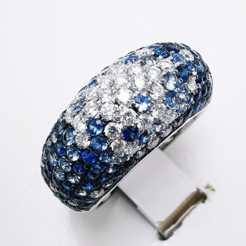Bague "Grace" Saphirs Diamants Ligne Vendôme Or Blanc 750 - 18 carats