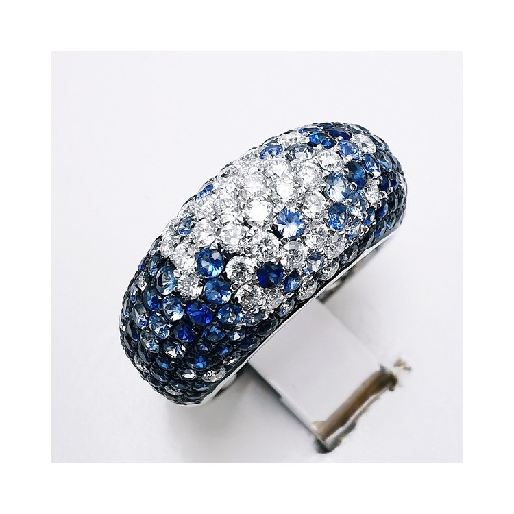 Bague "Grace" Saphirs Diamants Ligne Vendôme Or Blanc 750 - 18 carats