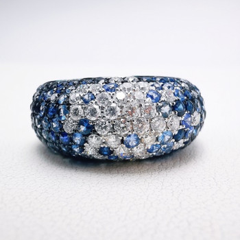 Bague "Grace" Saphirs Diamants Ligne Vendôme Or Blanc 750 - 18 carats