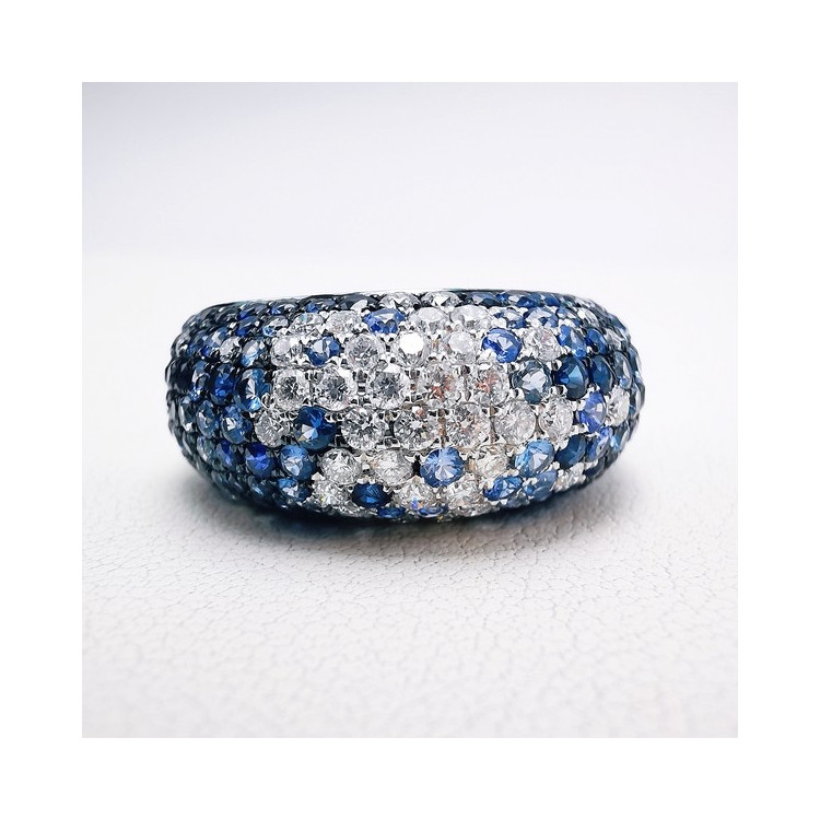 Bague "Grace" Saphirs Diamants Ligne Vendôme Or Blanc 750 - 18 carats