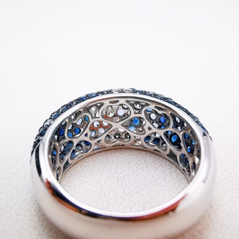 Bague "Grace" Saphirs Diamants Ligne Vendôme Or Blanc 750 - 18 carats