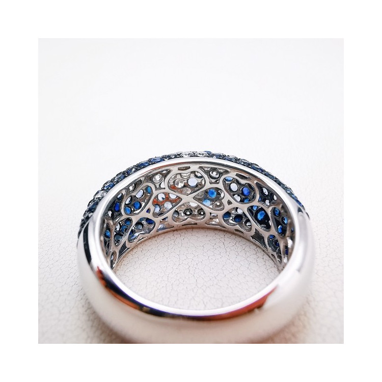 Bague "Grace" Saphirs Diamants Ligne Vendôme Or Blanc 750 - 18 carats