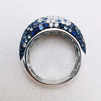 Bague "Grace" Saphirs Diamants Ligne Vendôme Or Blanc 750 - 18 carats