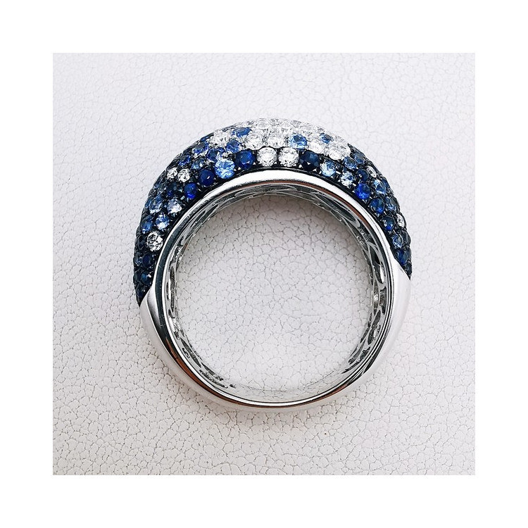 Bague "Grace" Saphirs Diamants Ligne Vendôme Or Blanc 750 - 18 carats