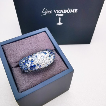 Bague "Grace" Saphirs Diamants Ligne Vendôme Or Blanc 750 - 18 carats
