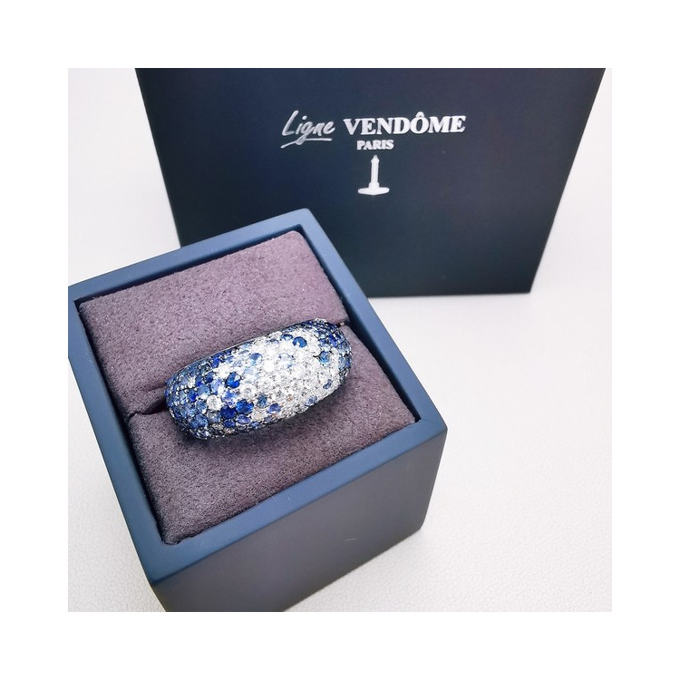 Bague "Grace" Saphirs Diamants Ligne Vendôme Or Blanc 750 - 18 carats