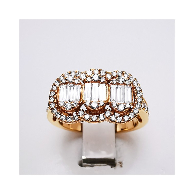 Bague Diamants Ligne Vendôme Or Rose 750 - 18 carats