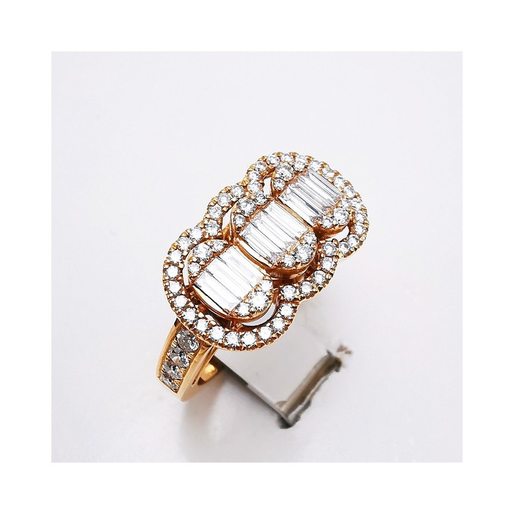 Bague Diamants Ligne Vendôme Or Rose 750 - 18 carats