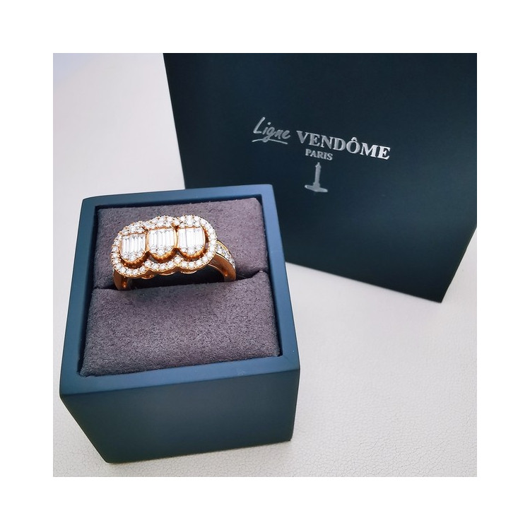 Bague Diamants Ligne Vendôme Or Rose 750 - 18 carats