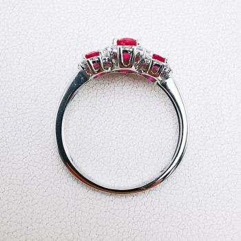Bague Rubis Diamants Ligne Vendôme Or Blanc 750 - 18 carats