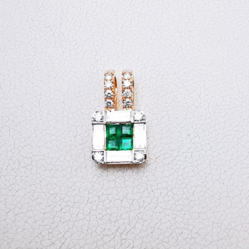 Pendentif Emeraudes Diamants Ligne Vendôme Or Rose 750 - 18 carats